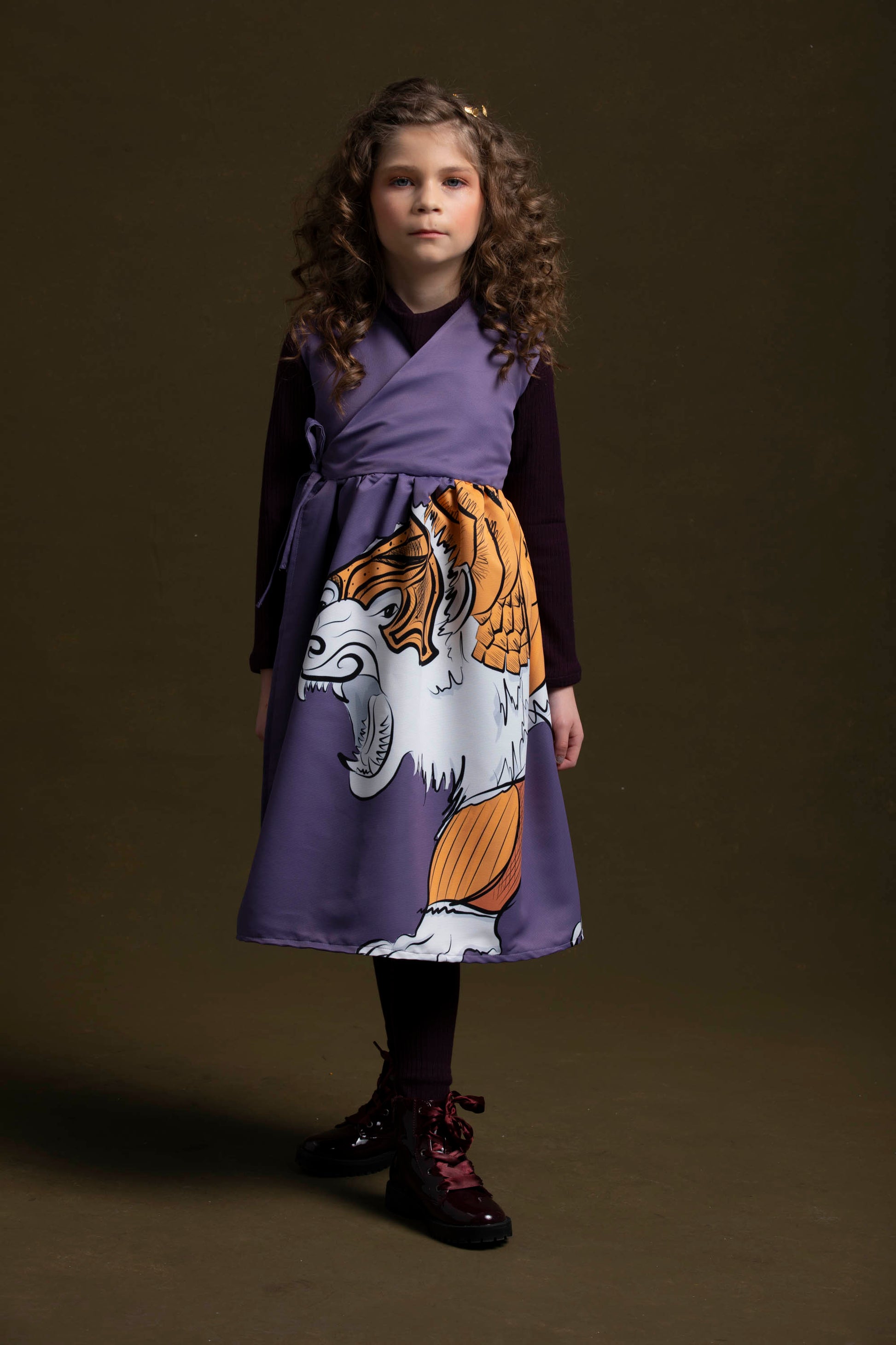 This young lady angelic poses in her lorek dress coordinated with purple rib knit leggings and tunic